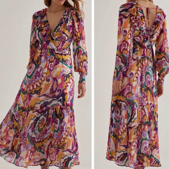 Anthropologie Dresses & Skirts - NWT Anthropologie The Odetta Ruffled V-Neck Maxi Dress